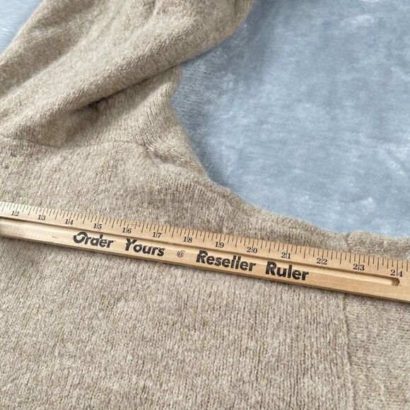Loft Cardigan Womens Medium Taupe Alpaca Wool Blend Hood Pockets Thick Warm - Picture 10 of 12